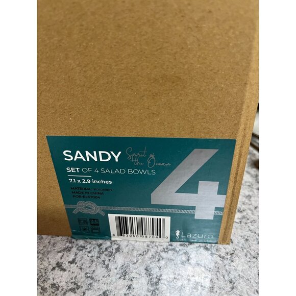 Set Of 4 Lazuro Sandy Porcelain Salad Bowls - Picture 2 of 6